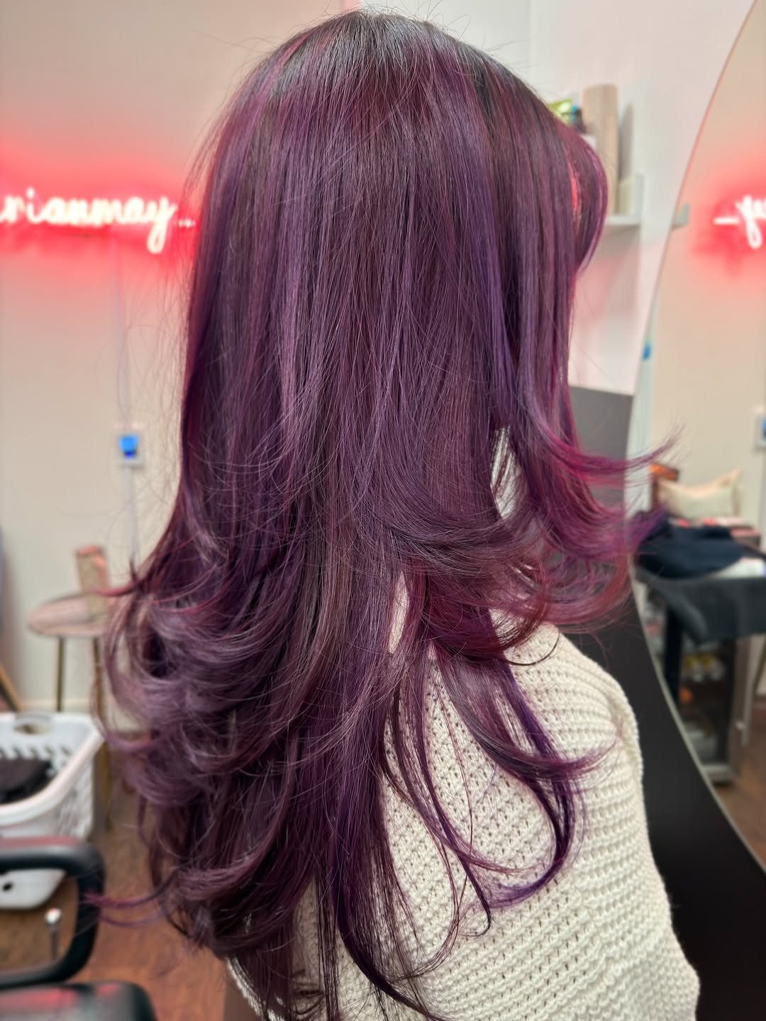 Dimensional purple vivid hair color at Mirian May salon in Glendale