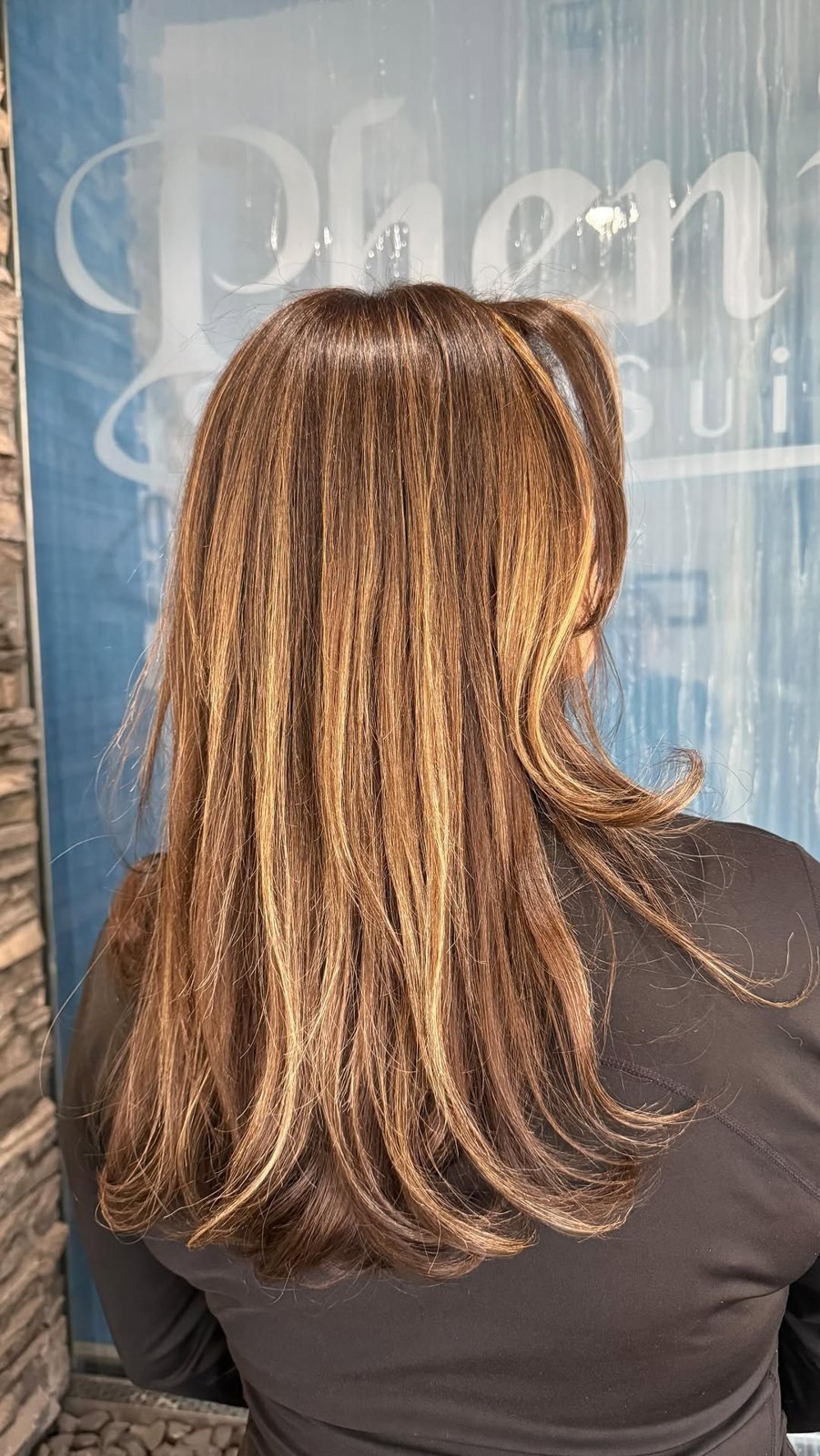 Partial balayage with caramel tones and toner by Mirian May in Glendale